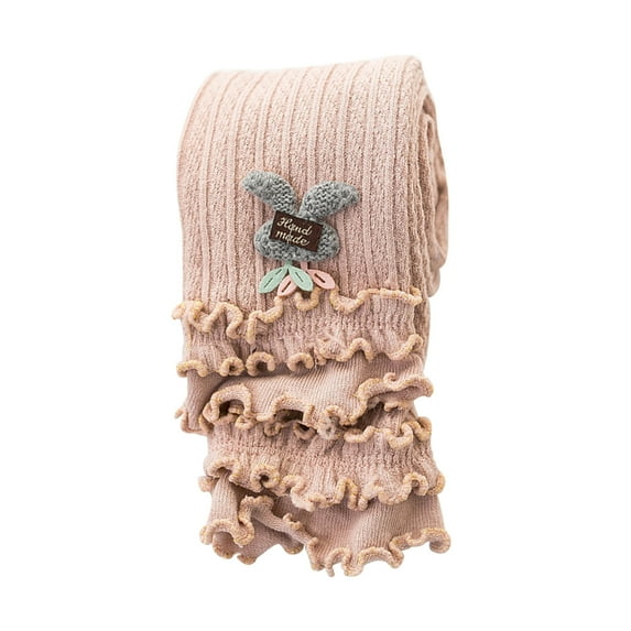 Diufon Baby Girls Fleece Leggings Toddler kids Fall Winter Thickened Warm Stretchy Lace Hem Bottom Outdoor Pants