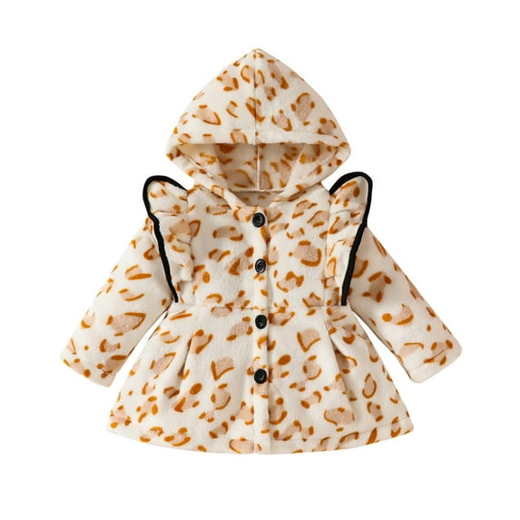 Diufon Baby Girls Hooded Coat Infant Ruffle Long Sleeve Dress Coats Fall Winter Warm Single Breasted Jackets