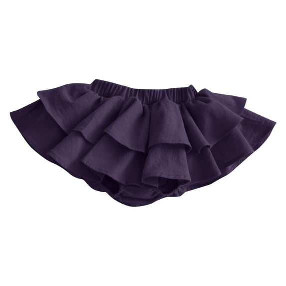 Diufon Baby Girls Skirts Cotton Elastic Waist Cute Layered Ruffles Skirts Trendy Solid Color Skirt Shorts