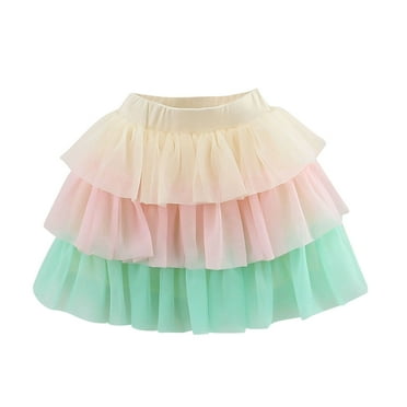 Diufon Baby Girls Skirts Summer Elastic Waist Layered A-Line Skirts Color Block Tulle Skirt