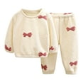 thumbnail image 1 of Diufon Baby Kids Pajamas Sets Boys Girls Fleece Printed Tops and Pants Fall Winter Thickened Warm Nightwear, 1 of 4