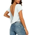 thumbnail image 1 of Diufon Backless Tops for Women Short Sleeve Crewneck Open Back Cropped Top Going Out Athletic Basic Tee Shirts, 1 of 9