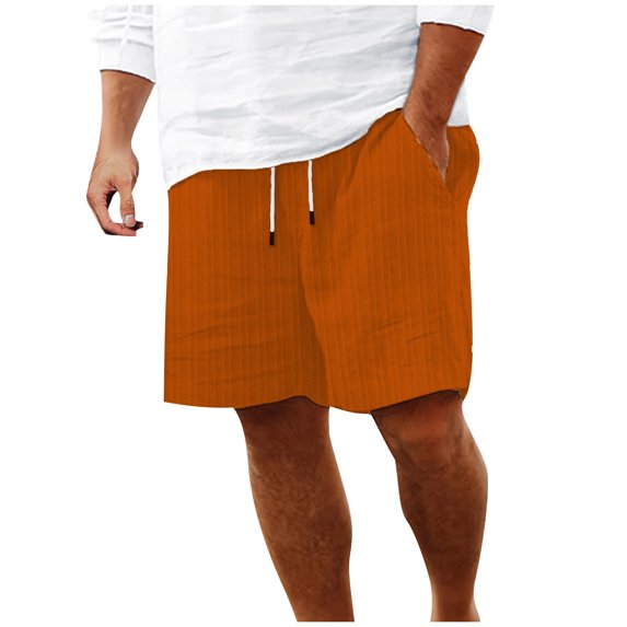 Diufon Beach Shorts for Men Casual Elastic Waist Drawstring Knitted Stripes Summer Vacation Shorts with Pockets