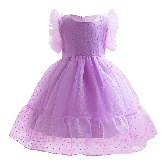 Diufon Birthday Party Princess Dress for Girls Elegant Lace Mesh Wedding Cute Dresses Infant Baby Ruffled Sleeve Dresses