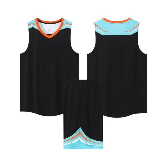 Diufon Boys Girls Basketball Sets Sleeveless V Neck Tank Tops and Shorts with Pockets Sport Running Summer Outfits