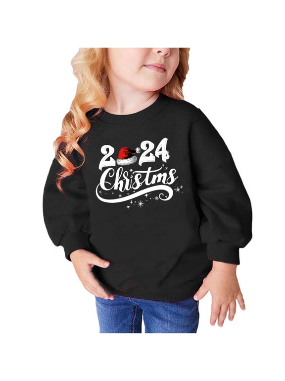 Boys Girls Christmas Sweatshirts Long Sleeve Cute Graphic Printed Tops Crew Neck Pullover Shirts for Toddler