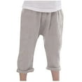 thumbnail image 1 of Diufon Boys Girls Cotton Linen Pants Casual Elastic Waist Sport Capri Pant Soft Lightweight Breathable Trousers, 1 of 7