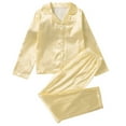 thumbnail image 1 of Diufon Boys Girls Pajama Sets Casual Long Sleeve Button Down V Neck Shirts and Pants Stain Homewear Set 2 Pieces, 1 of 7