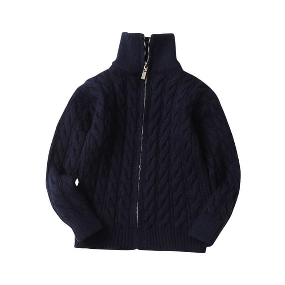 Diufon Boys Girls Pullover Sweaters Kids Full Zip Stand Collar Coat Fall Winter Warm Cable Knit Wool Outwear