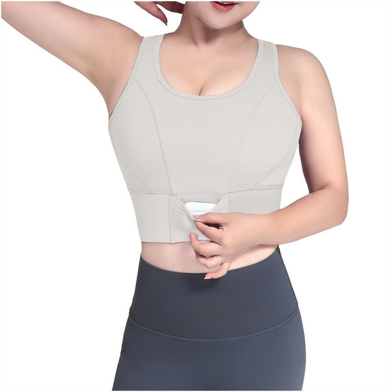 Diufon Bras for Women Solid Color Scoop Neck Breathable Gym Bras Push up Full Coverage Running Bras