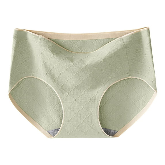 Diufon Briefs Panties for Women Satin Stretch Rise Underwear Mid Waited Solid Color Slim Comfy Thongs (Large, Green)