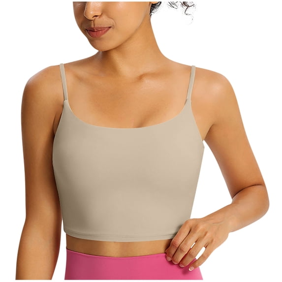 Diufon Built-in Bra Tank Tops for Women Workout Yoga Athletic Crop Tops Spaghetti Straps Sleeveless Camisole