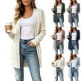 thumbnail image 1 of Diufon Cable Knit Cardigan Women Long Sleeve Cozy Chunky Knit Open Front Sweater with Pockets Going Out Fall Winter Long Jackets, 1 of 5