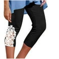 thumbnail image 1 of Diufon Capri Leggings for Women Elastic High Waisted Floral Lace Patchwork Stretch Soft Cropped Capri Pants, 1 of 7