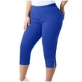 thumbnail image 1 of Diufon Capri Leggings for Women Plus Size Elastic High Waisted Yoga Pants Side Slit Solid Color Bottoms, 1 of 8