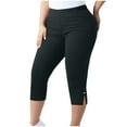 thumbnail image 1 of Diufon Capri Leggings for Women Plus Size Elastic High Waisted Yoga Pants Side Slit Solid Color Bottoms, 1 of 8
