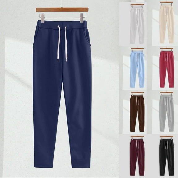 Diufon Sweatpants for Women Straight Leg Elastic Waist Drawstring Lounge Pants with Pockets Athletic Joggers