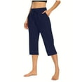 thumbnail image 1 of Diufon Capris Pants for Women Drawstring High Waisted Wide Leg Loose Yoga Capris Stretchy Pant with Pockets, 1 of 9