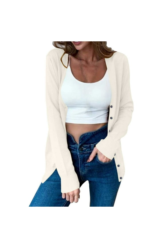 Cardigan Sweaters for Women Lightweight Fall Button down Long Sleeve Open Front Soft Knitted Outwear