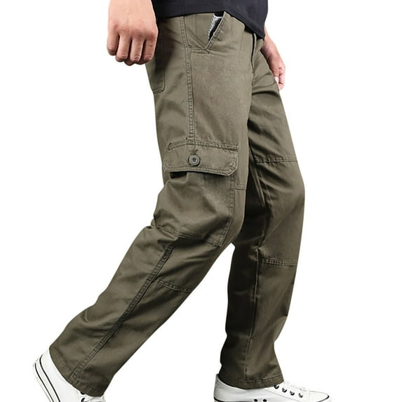 Diufon Cargo Pants Mens Plus Size Solid Color Lounge Pants with Multi-pockets Casual Sweat Length Pants