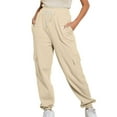 thumbnail image 1 of Diufon Cargo Pants for Women Solid Color Sports Pants with Pockets Elastic Waist Drawstring Sweatpants, 1 of 7