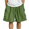 thumbnail image 1 of Diufon Mens Wide Leg Shorts Cotton Cargo Shorts Waist Drawstring Lounge Shorts with Pockets, 1 of 3