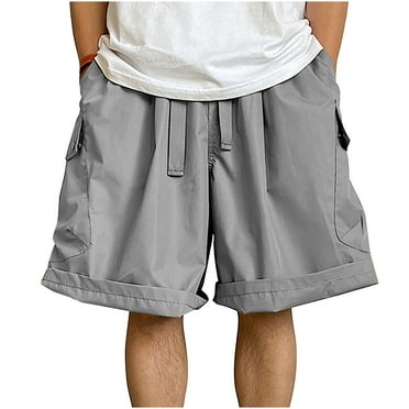 Diufon Mens Wide Leg Shorts Cotton Cargo Shorts Waist Drawstring Lounge Shorts with Pockets