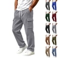 thumbnail image 1 of Diufon Cargo Sweatpants for Men Drawstring Fleece Lined Athletic Joggers Casual Loose Sweat Pants with Multi Pockets, 1 of 11