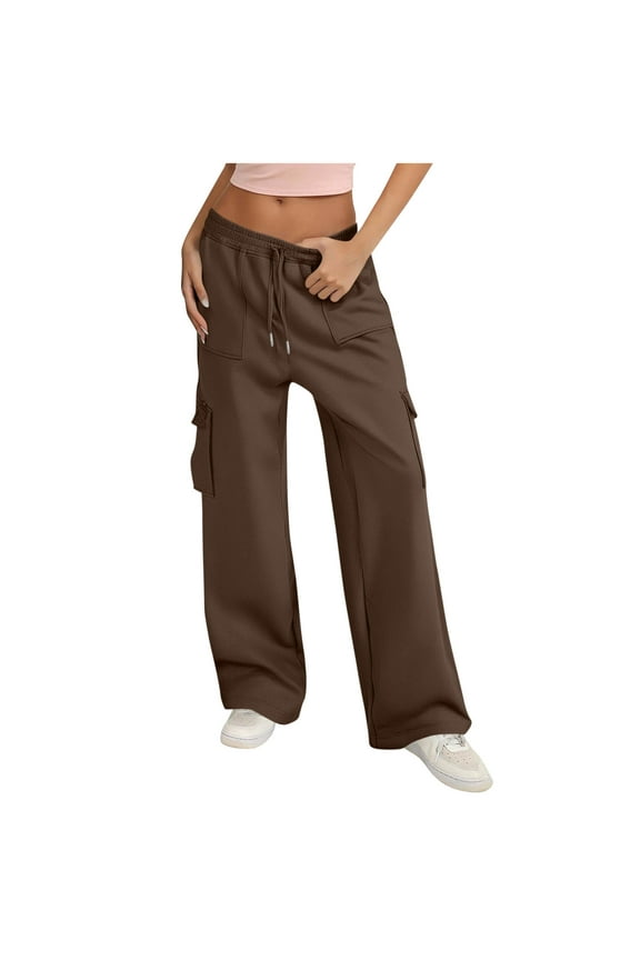 Cargo Sweatpants for Women Lightweight Wide Leg High Waisted Pants Elastic Hiking Pants with Pockets