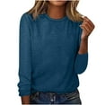 thumbnail image 1 of Diufon Casual Fall Womens Tops Round Neck Long Sleeve Tunics Solid Color Loose Blouses, 1 of 4