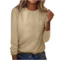 thumbnail image 1 of Diufon Casual Fall Womens Tops Round Neck Long Sleeve Tunics Solid Color Loose Blouses, 1 of 4