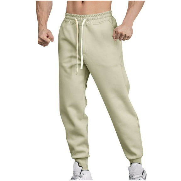 Diufon Casual Pants for Men Baggy Elastic Waist Drawstring Sweatpants Trendy Tapered Jogger Pants with Pockets