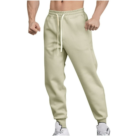 Diufon Casual Pants for Men Baggy Elastic Waist Drawstring Sweatpants Trendy Tapered Jogger Pants with Pockets