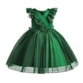 thumbnail image 1 of Diufon Child Toddler Kids Girls Princess Dress Bow Ruffle Puffy Romper Skirt Lace Mesh Birthday Dresses (6-7 Years, Green), 1 of 9