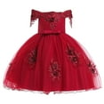 thumbnail image 1 of Diufon Child Toddler Kids Girls Princess Dress Bow Ruffle Puffy Romper Skirt Lace Mesh Birthday Dresses (9-10 Years, Red), 1 of 9
