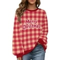 thumbnail image 1 of Diufon Christmas Sweatshirts for Women Plus Size Cute Graphic Plaid Sweatshirt Oversized Color Block Pullover Tops, 1 of 9