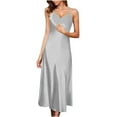 thumbnail image 1 of Diufon Cocktail Dresses for Women Summer V Neck Sleeveless Maxi Dress Solid Color Tight Dress, 1 of 4