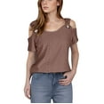 thumbnail image 1 of Diufon Cold Shoulder Tops for Women Summer Casual Short Sleeve Shirts Trendy Loose Blouses Fashion Clothes, 1 of 7