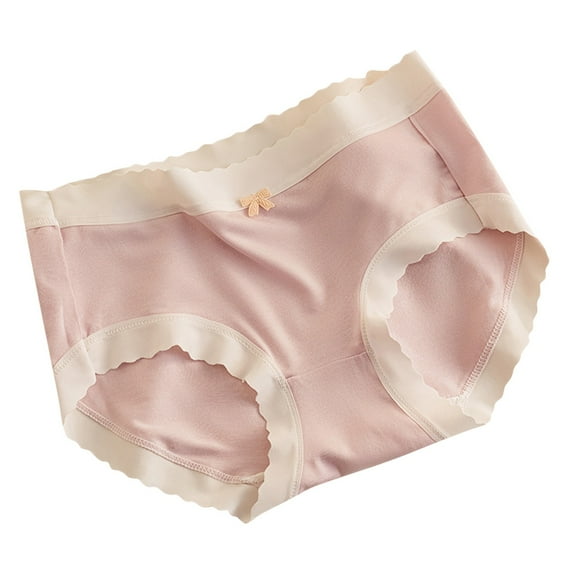 Diufon Cotton Brief for Women High Waist Bow Breathable Panties Color Block Lace Patchwork Underwear