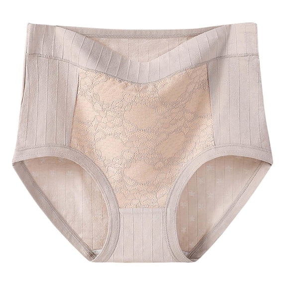Diufon Cotton Brief for Women Plus Size Lace Patchwork Panties High Waist Full Coverage Underwear