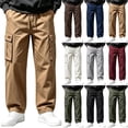 thumbnail image 1 of Diufon Cargo Pants for Men Elastic Waist Drawstring Straight Leg Loose Outdoor Hiking Pants with Multi Pockets, 1 of 9
