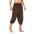 thumbnail image 1 of Diufon Cotton Linen Capris Pants Solid Color Knee Length Lounge Pants Elastic Waist Cinch Bottom Pants, 1 of 6