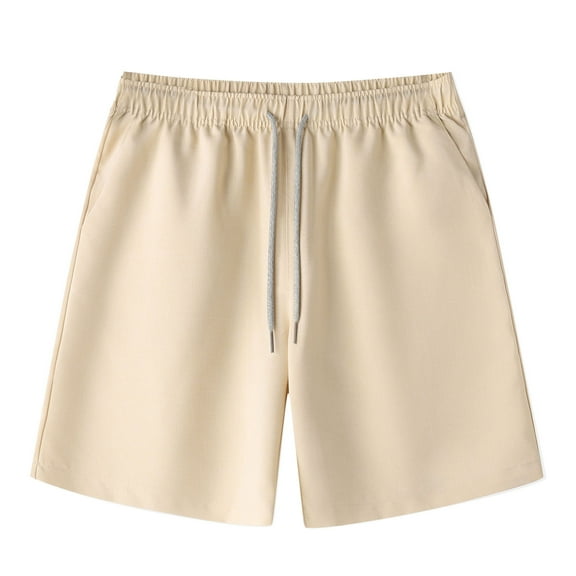 Diufon Cotton Linen Mens Shorts Solid Color Lounge Shorts Elastic Waist Drawstring Shorts