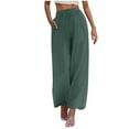 thumbnail image 1 of Diufon Cotton Linen Pants Women Drawstring Waist Summer Palazzo Pants Flowy Wide Leg Beach Trousers with Pockets, 1 of 8