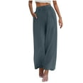 thumbnail image 1 of Diufon Cotton Linen Pants Women Summer Palazzo Wide Leg Beach Trousers with Pockets Ttrendy Flowy Pant, 1 of 8