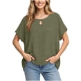thumbnail image 1 of Diufon Cotton Linen Tees for Women Summer Casual Solid Color Tops Round Neck Short Sleeve T-Shirts, 1 of 7