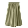 thumbnail image 1 of Diufon Cotton Linen Womens Capris Pants Solid Color Wide Leg Pants Elastic Waist Drawstring Pants, 1 of 4
