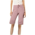 thumbnail image 1 of Diufon Cotton Linen Womens Pants Solid Color Lounge Pants Elastic Waist Drawstring Capris Pants, 1 of 4