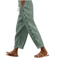 thumbnail image 1 of Diufon Cotton Linen Womens Pants Stripe Printed Lounge Pants High Waist Drawstring Pants with Pockets, 1 of 7