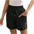 thumbnail image 1 of Diufon Cotton Linen Womens Shorts Solid Color Lounge Shorts Elastic Waist Drawstring Shorts with Pockets, 1 of 5